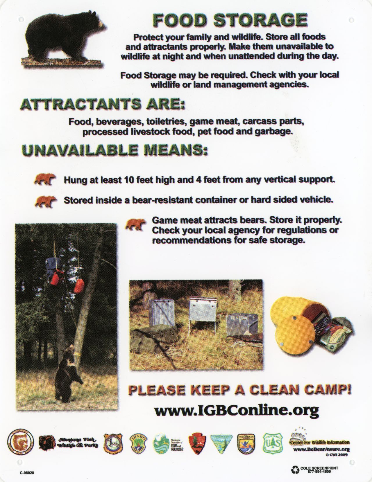 Food Storage Trail Head Sign