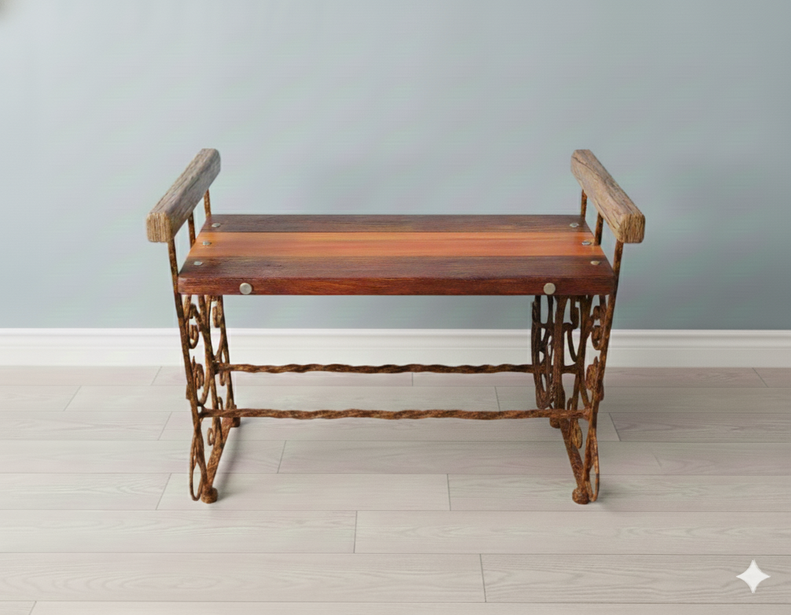 BANCO RECIBIDOR-PIE DE CAMA -Hierro y madera