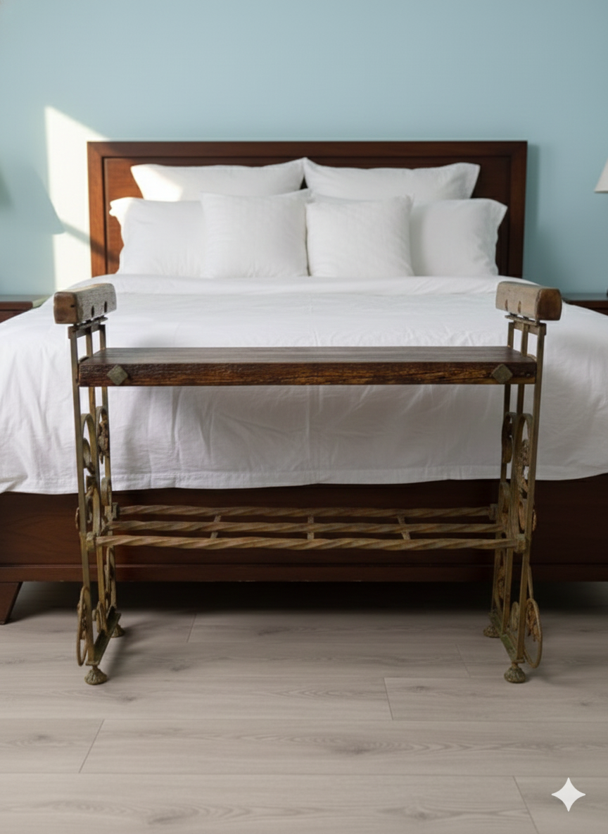 BANCO RECIBIDOR-PIE DE CAMA -Hierro y madera