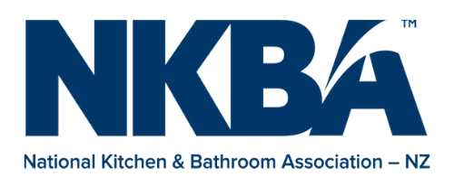 a blue logo for the national kitchen and bathroom association