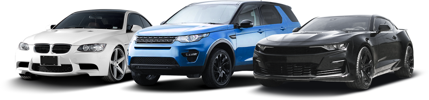 Three cars are parked next to each other on a white background. | TIRE NATION & AUTO REPAIR POINT S