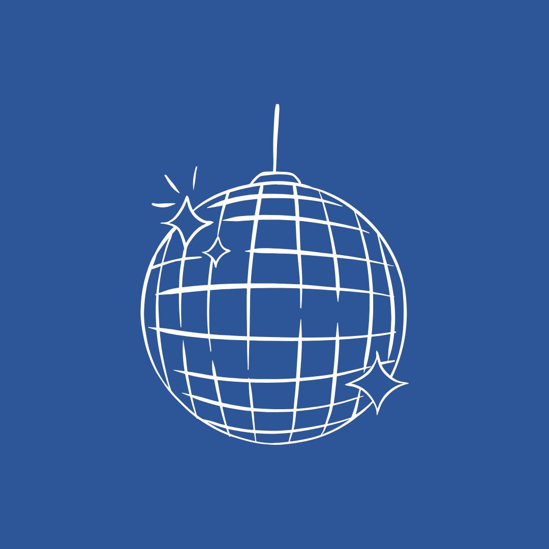 silhouette of a disco ball on a blue background