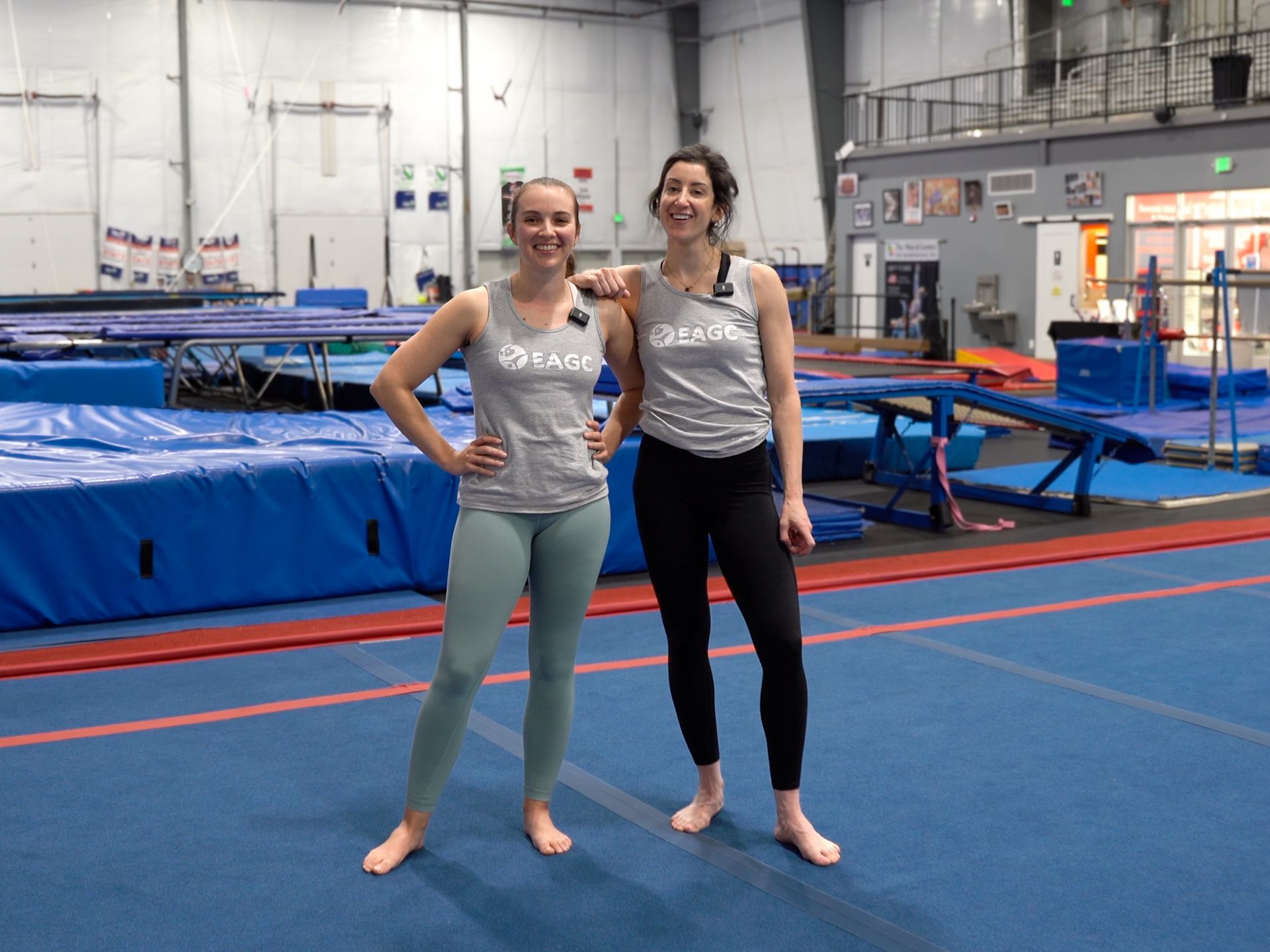 our aerial silk coaches Sofia and Amanda posing for a picture