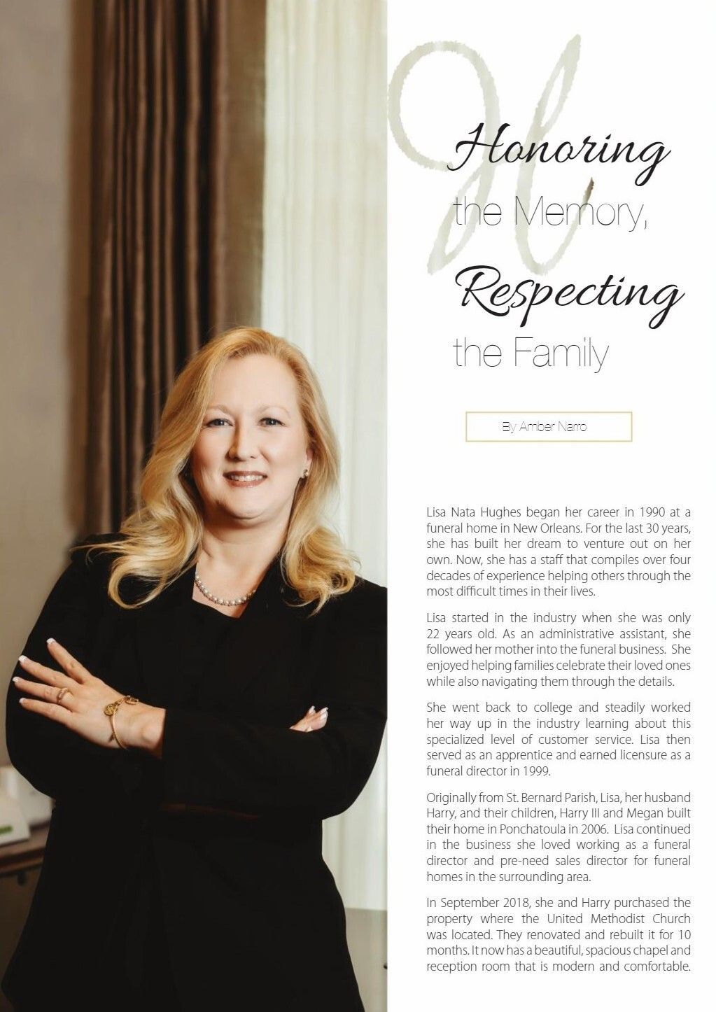  Lisa with arms crossed, smiling. Text reads 