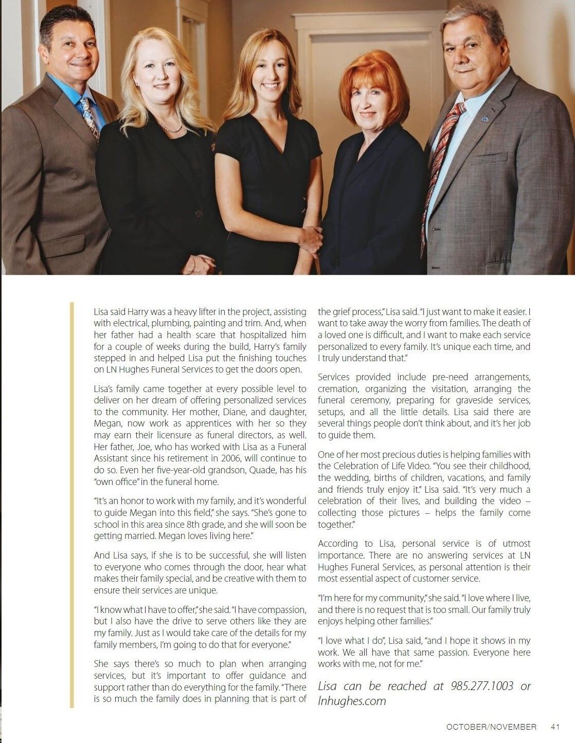 LN Hughes Funeral Services Staff