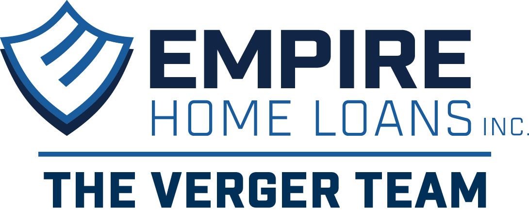 Logo for Empire Home Loans Inc., featuring a shield emblem, the company name, and "The Verger Team."