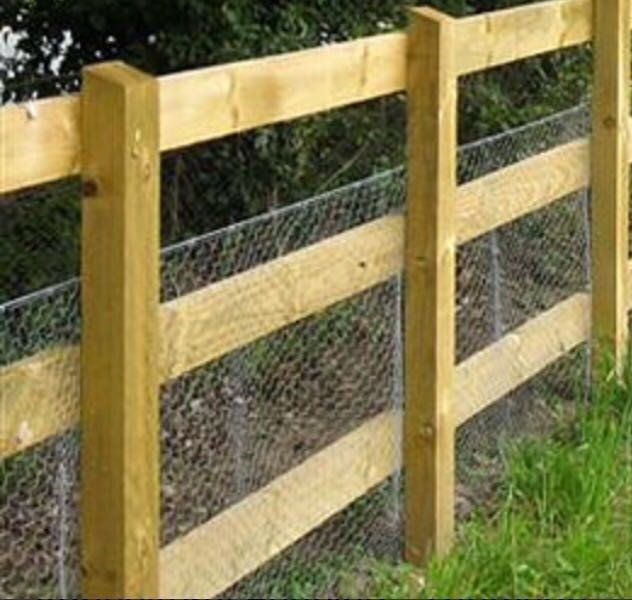 post and rail with wire mesh fencing installation