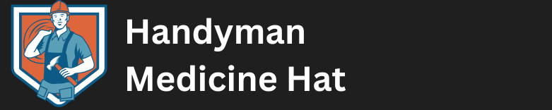 Handyman Medicine Hat: A handyman icon on orange shield with name of location.