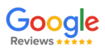 Google Reviews logo with blue, red, yellow, and green Google text and five gold stars