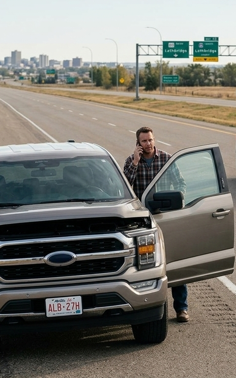 Tow truck responding to roadside vehicle problem