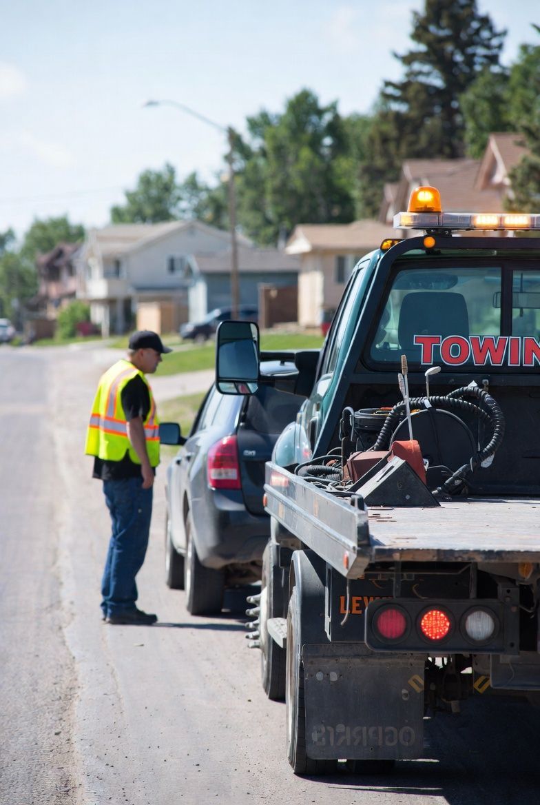 Roadside assistance vehicle responding to driver in need