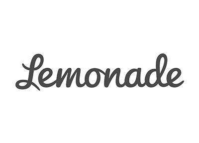 Lemonade logo in a handwritten-style font, grey text on white background.
