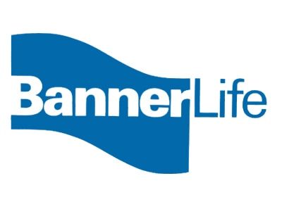 Banner Life logo: Blue wave shape with 