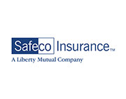 Safeco Insurance logo, blue and white text, 