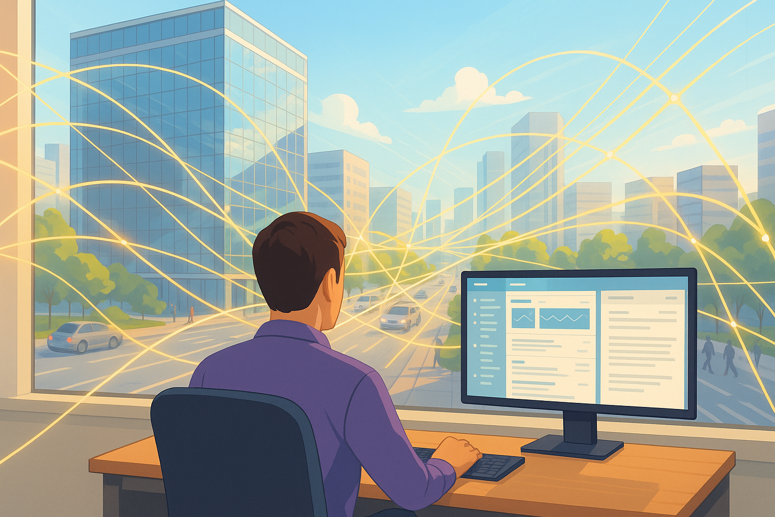 image of man working at computer