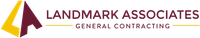 Logo for Landmark Associates, a general contracting company. Includes a yellow and maroon