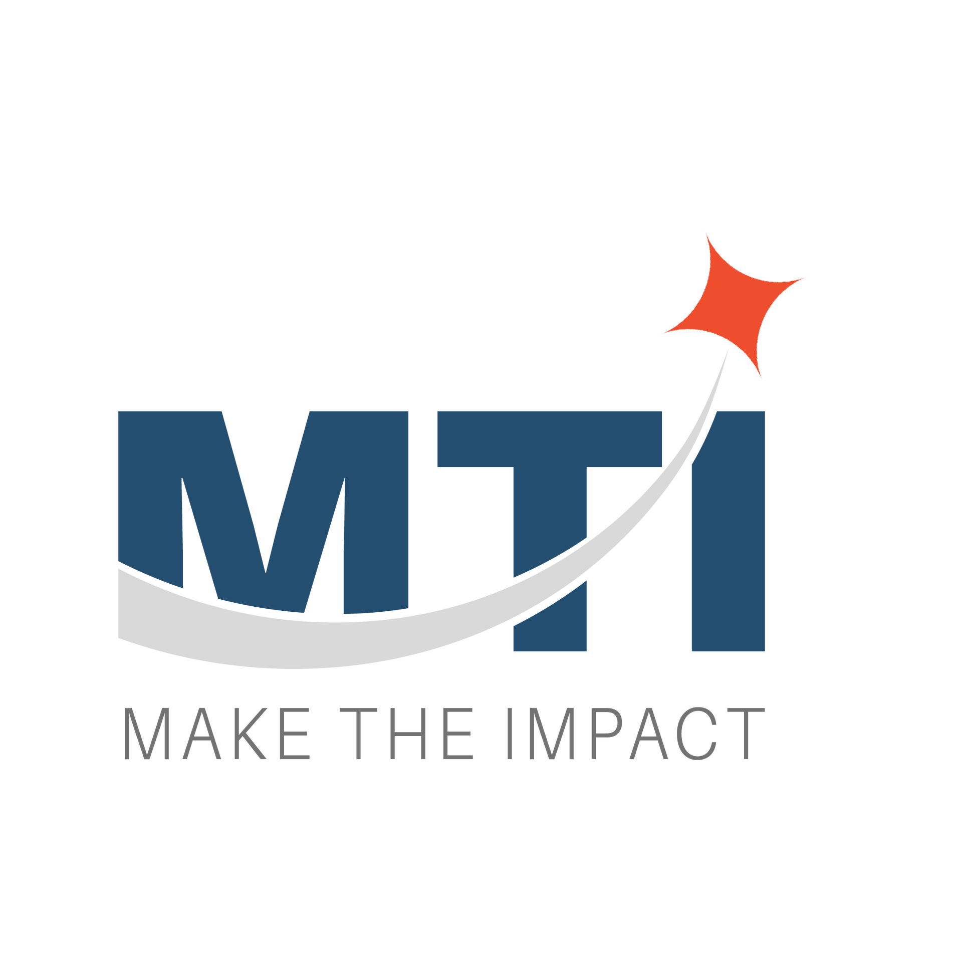 A logo for a company called mti that says `` make the impact ''.