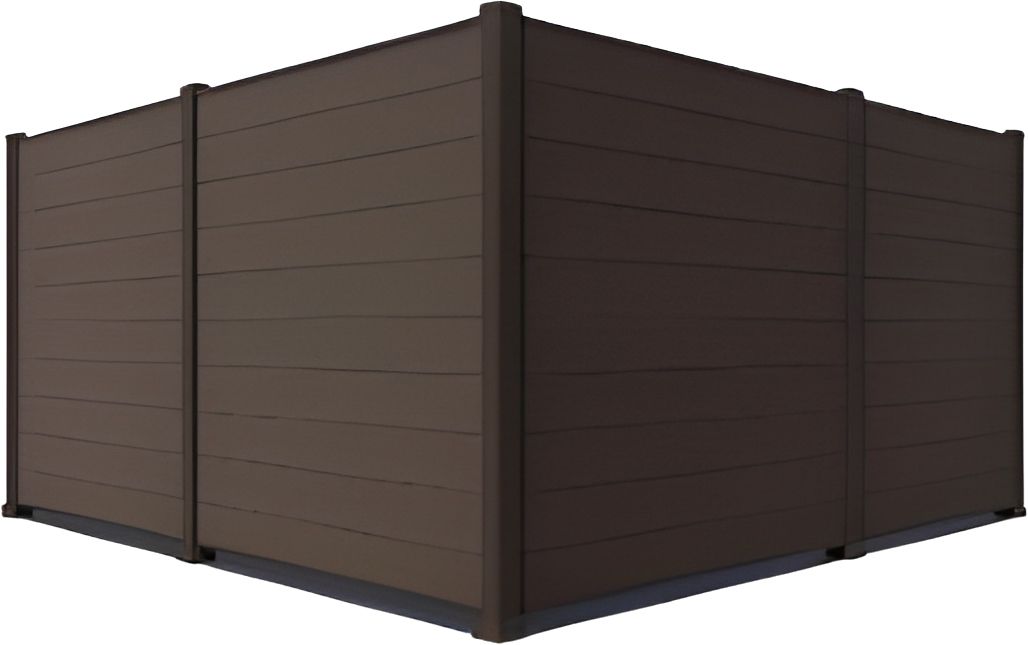 A brown fence is sitting on top of a white surface.