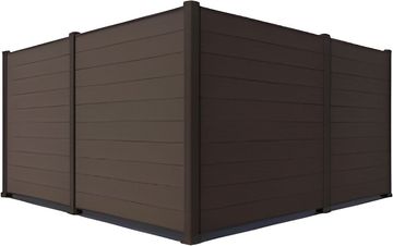 A brown fence is sitting on top of a white surface.