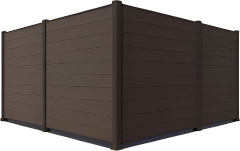 A brown fence is sitting on top of a white surface.