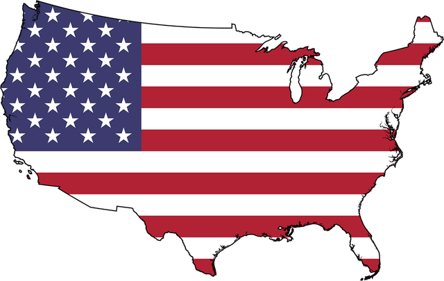 A map of the united states with an american flag on it