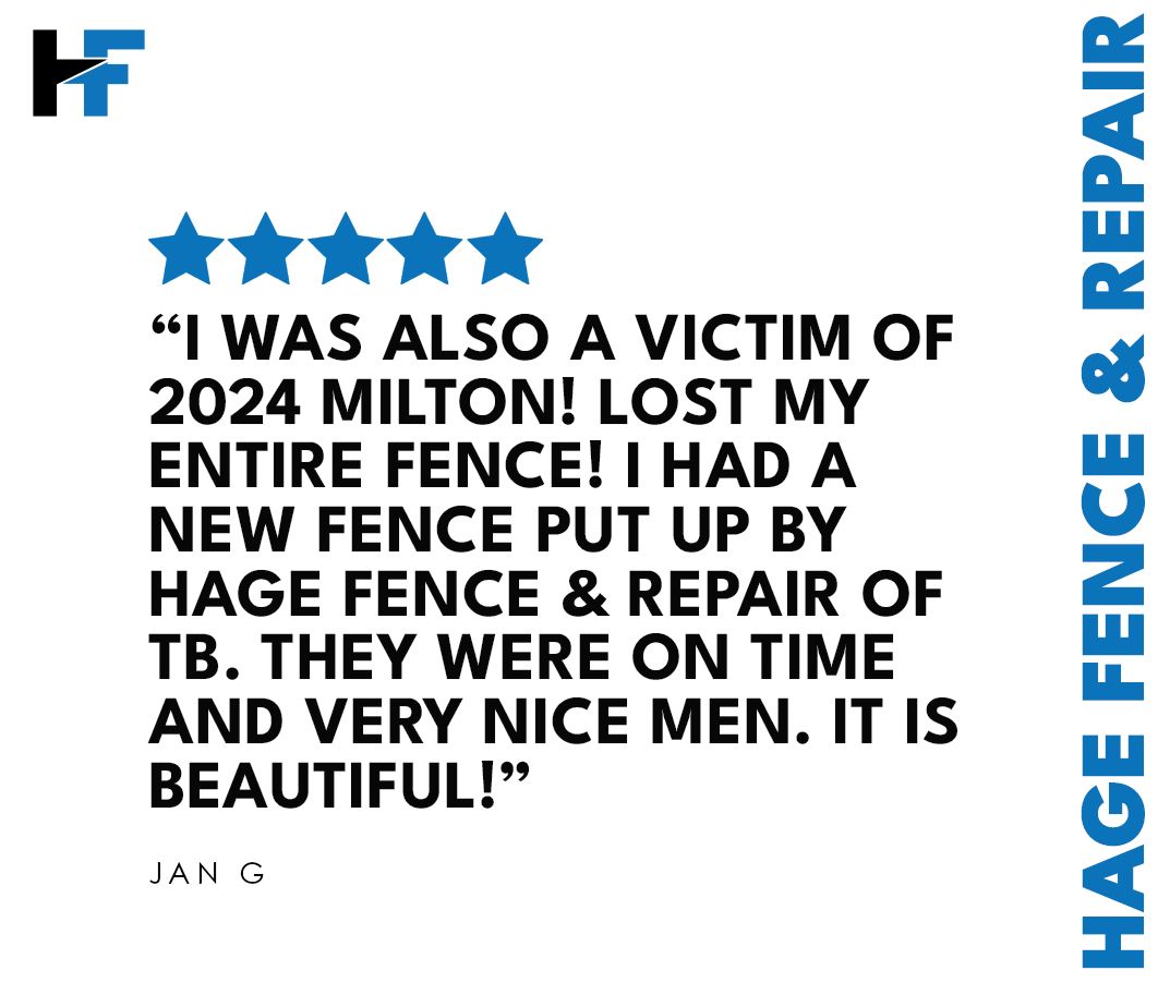 A review of a fence repair company says that they were on time and very nice men.