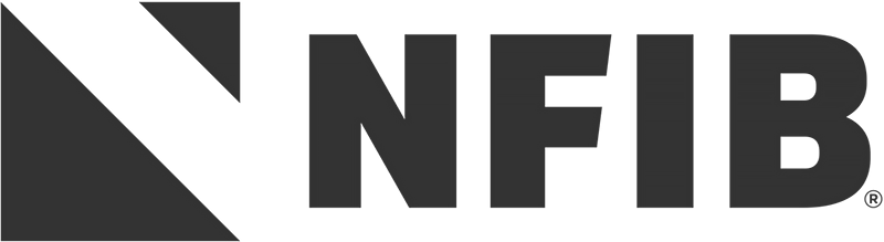 The nfib logo is black and white and has a triangle in the middle.