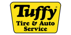 Logo for Tuffy Tire & Auto Service, black and yellow colors.