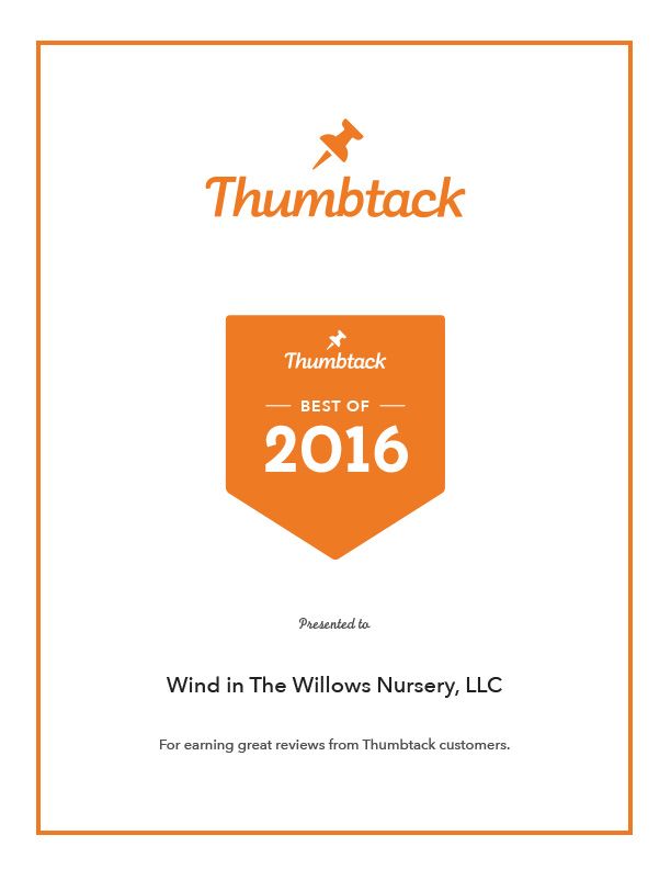 Wind In The Willows Nursery Thumbtack Best Of 2016 Certificate