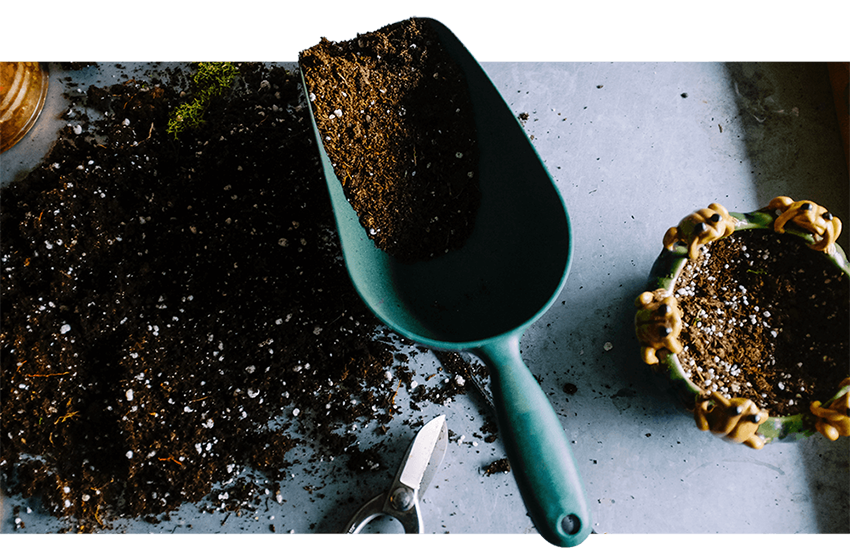 shovel with soil