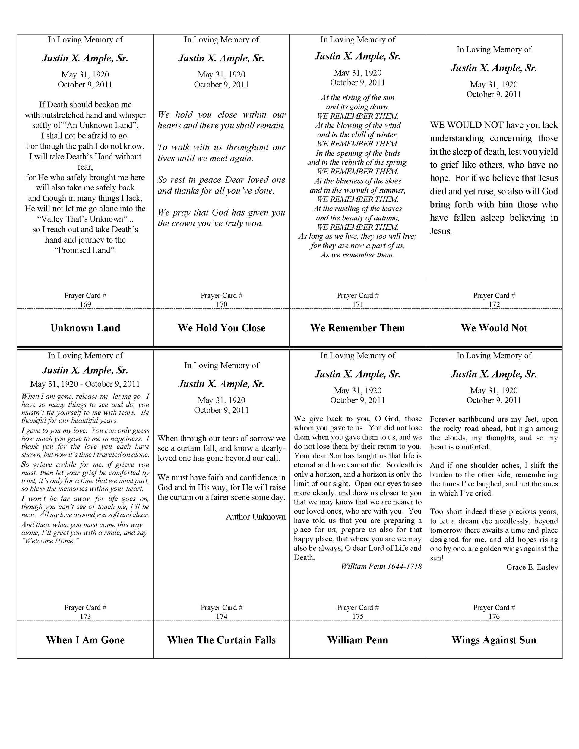 A chart with six sections, each listing information about a different American president.