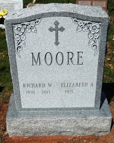 Gray granite headstone with 