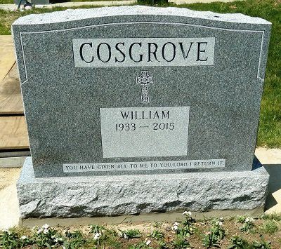 Gray granite headstone with the name 