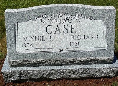 Gravestone for the Case family. Gray granite with names, 