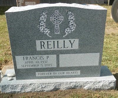 Gray granite tombstone with 