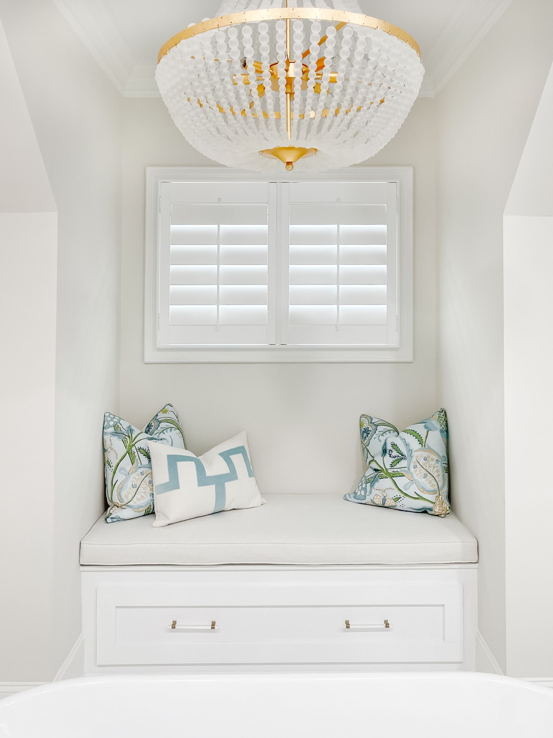 Small hidden tilt shutters over a sitting area