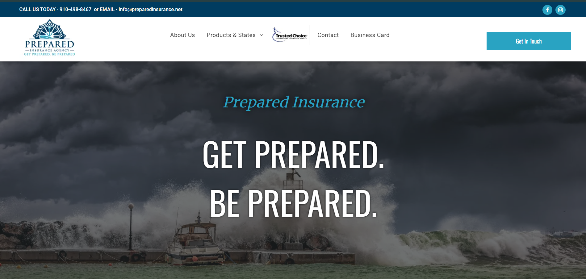 A screenshot of a website that says get prepared be prepared