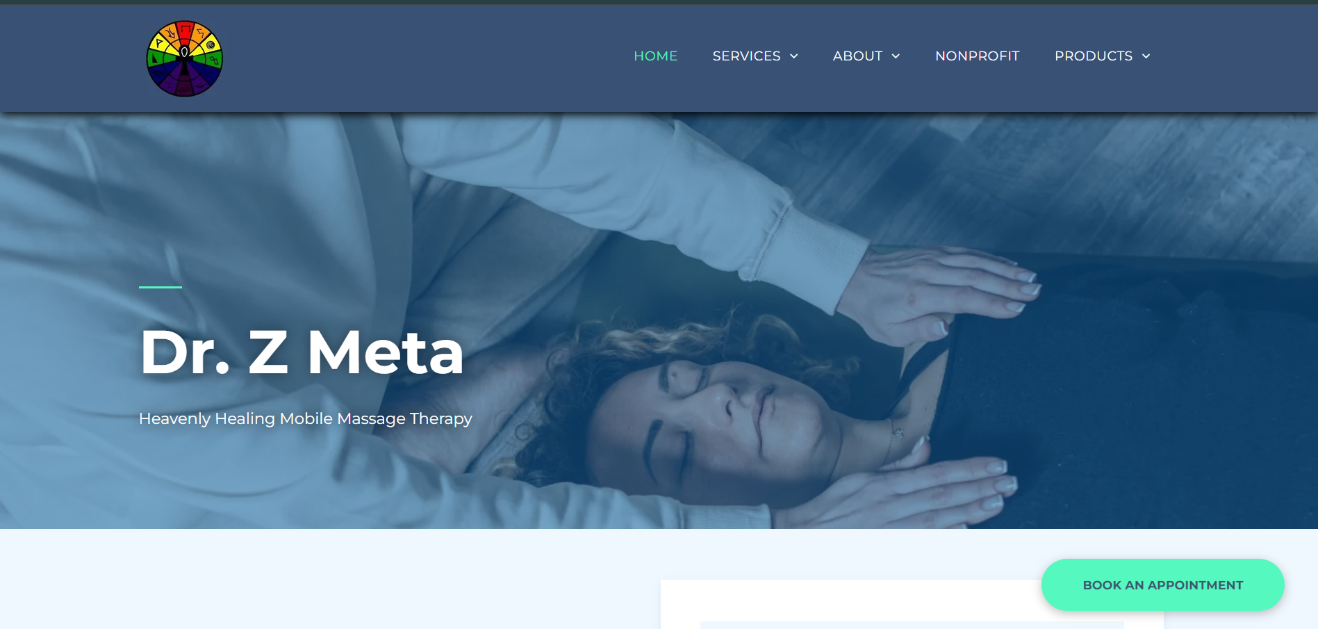 A screenshot of a website for dr. z meta showing a woman getting a massage.