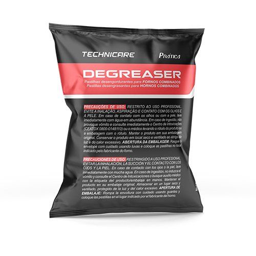 A bag of technicare degreaser on a white background.