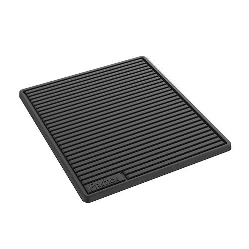 A black rubber mat on a white background.