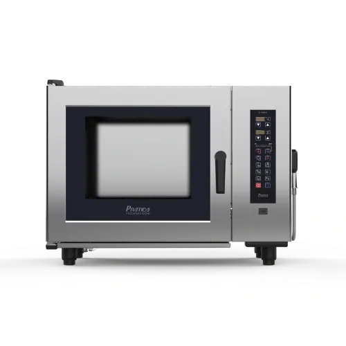A stainless steel microwave oven with a glass door on a white background.