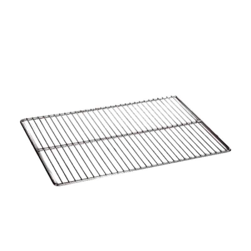 A stainless steel grill grate on a white background.