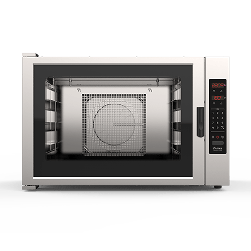 A stainless steel microwave oven with a glass door on a white background.