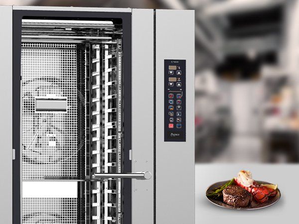 A plate of food is sitting on a table next to an oven.