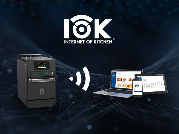 An internet of kitchen logo is displayed on a dark background