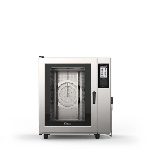 A stainless steel oven with a clock on the door.