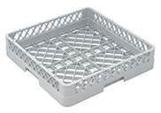 A white plastic dish rack on a white background.