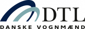 DTL's logo med sammenflettede blå og blågrønne buer og teksten