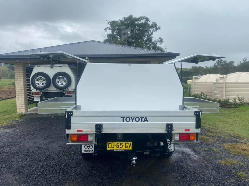 White Toyota Trays And Canopy — Canopies and Trays in Lismore, NSW