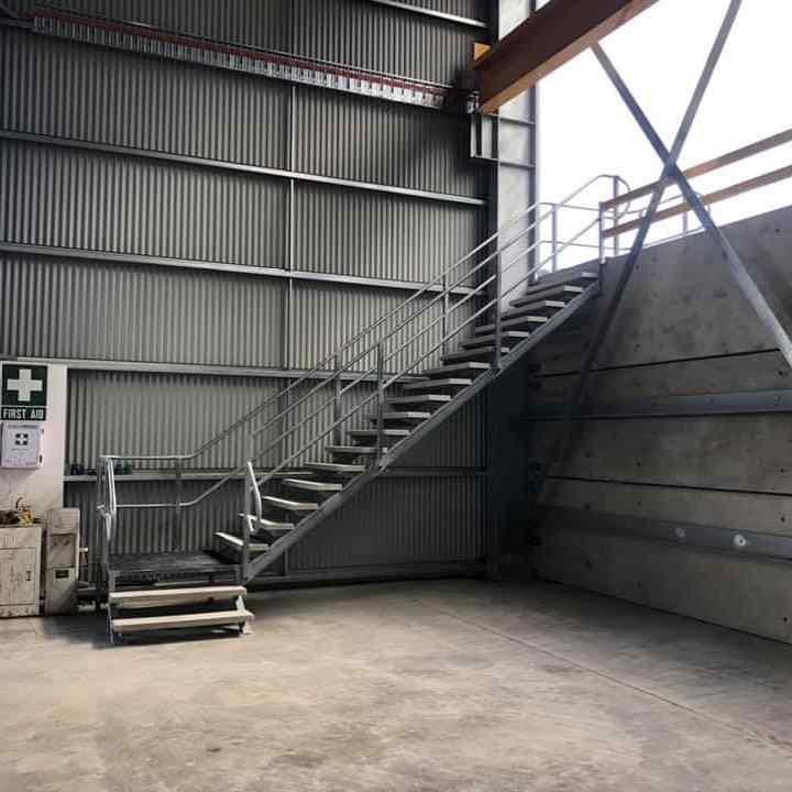 Factory Staircase With Steel Handrail — Fabrications in Lismore, NSW